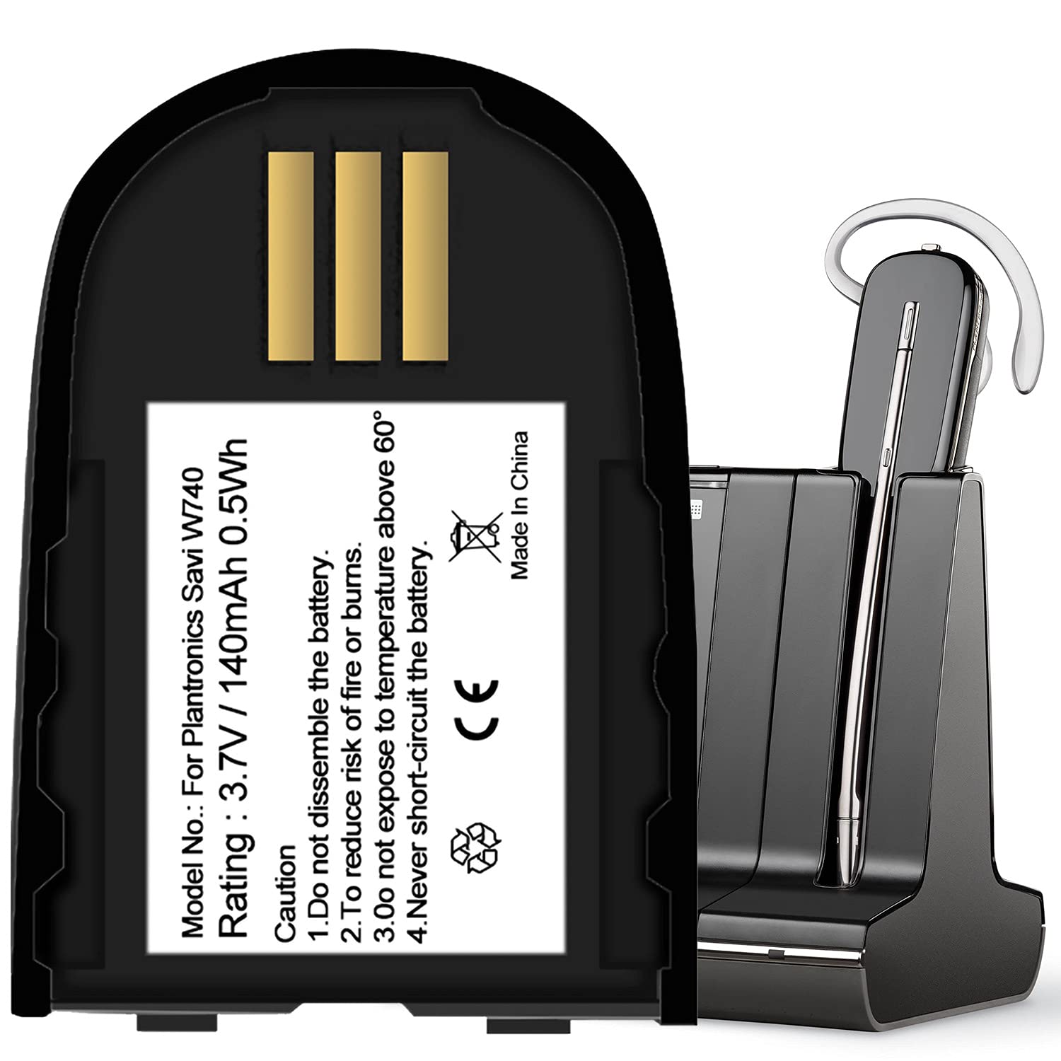 DDONG PLUS Replacement Battery W740(WH500) for Plantronics Savi WH500 CS540-XD CS545-XD WL Headset Battery 82742-01 84598-01 Battery