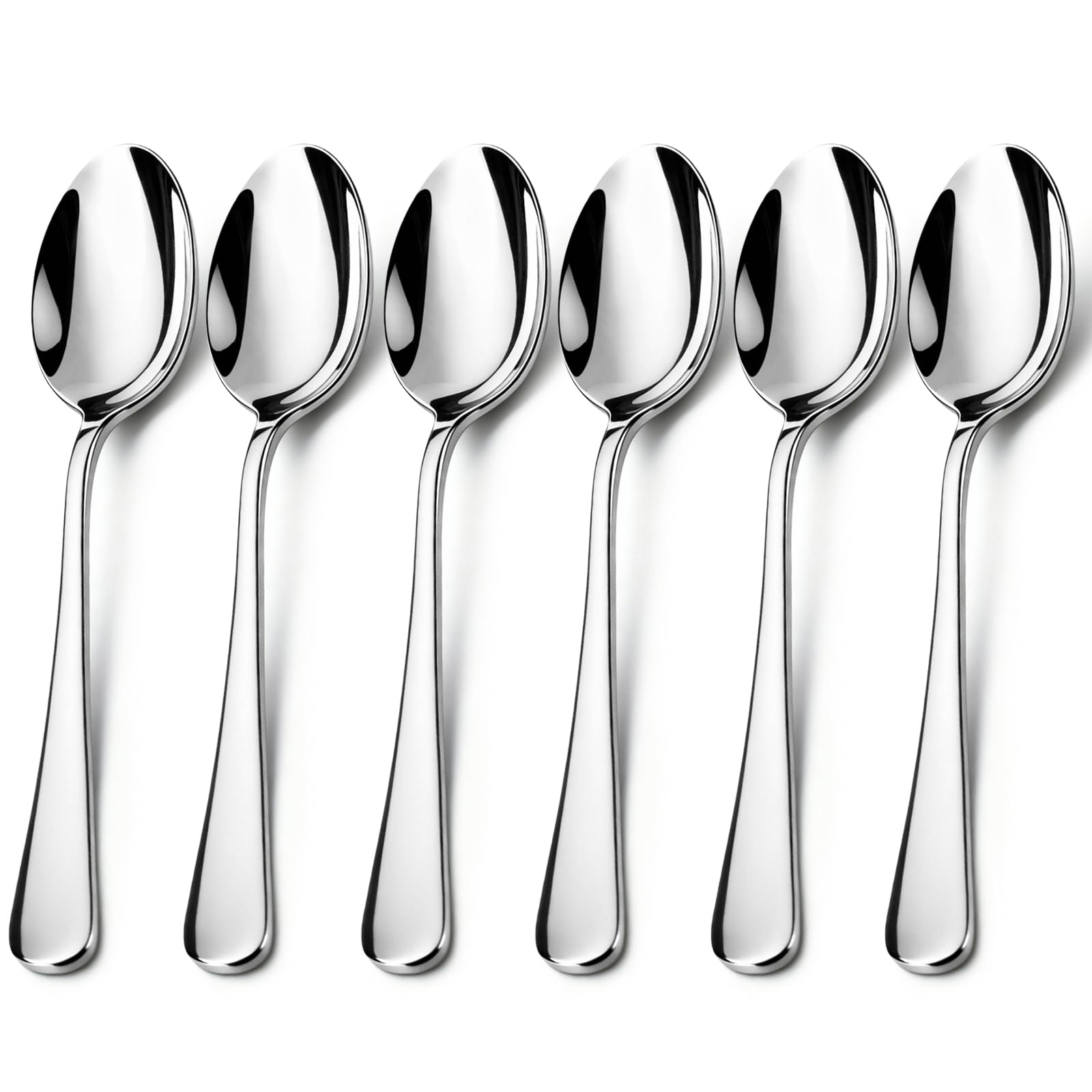 lulir 6 Stück 20cm Edelstahl Löffel, Große Suppenlöffel Tafellöffel aus lebensmittelechtem, Hochglanzpoliert & Spülmaschinenfest, Menülöffel Besteck Set für Zuhause/Restaurant/Party