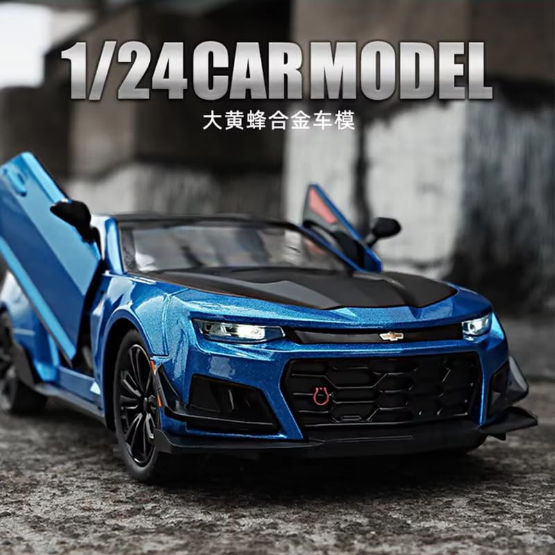 Image of Alokik Enterprise 1:24 Bumblebee Chevrolet Diecast Metal Pull Back Car with 6 Openable Doors with Sound and Light Toy Decoration car Best Gift Toys for Kids 【Colors as Per Stock】