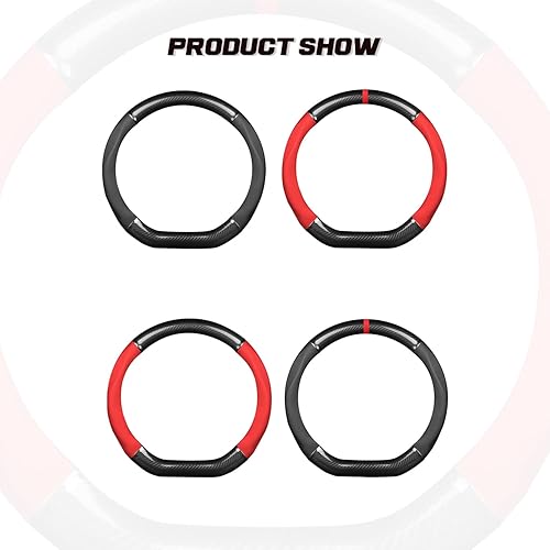 Miniatura 4 de Ergocar Funda antideslizante para volante de automóvil, protector deportivo en forma de D, fibra de carbono y piel sintética, universal para