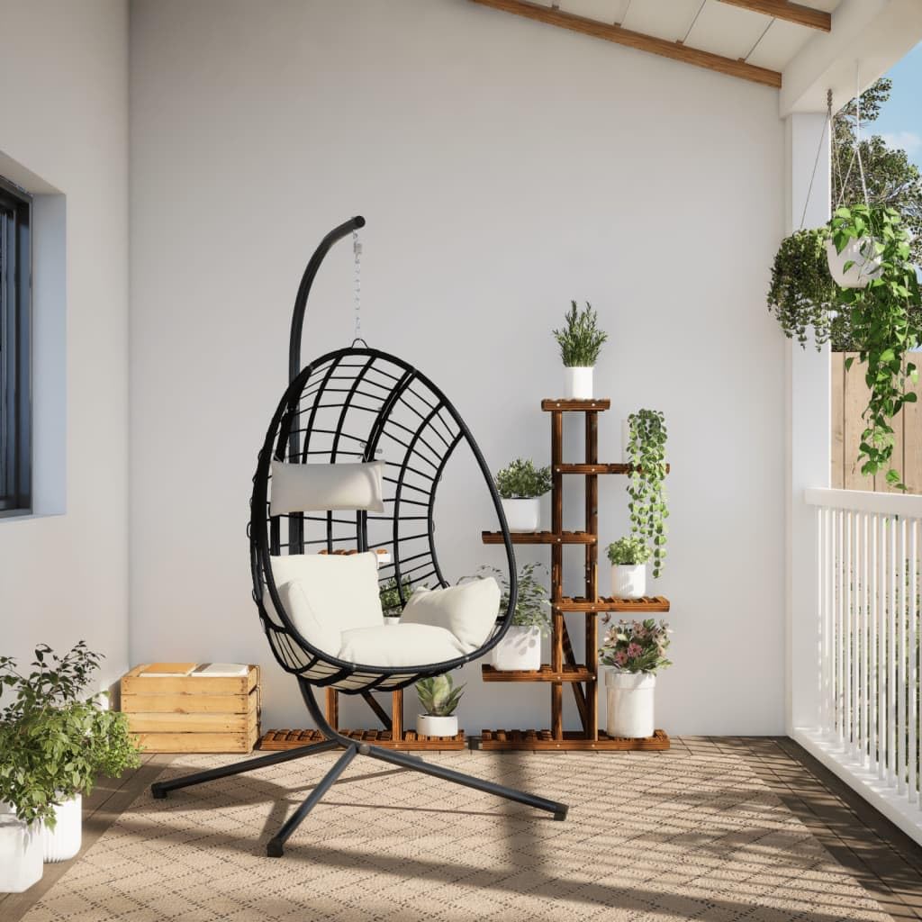 Genérico Silla Colgante Huevo con Soporte ratán y Acero Beige,Casa y jardín,Jardín,Artículos de Exterior,Balancines de jardín,Beige,4007411