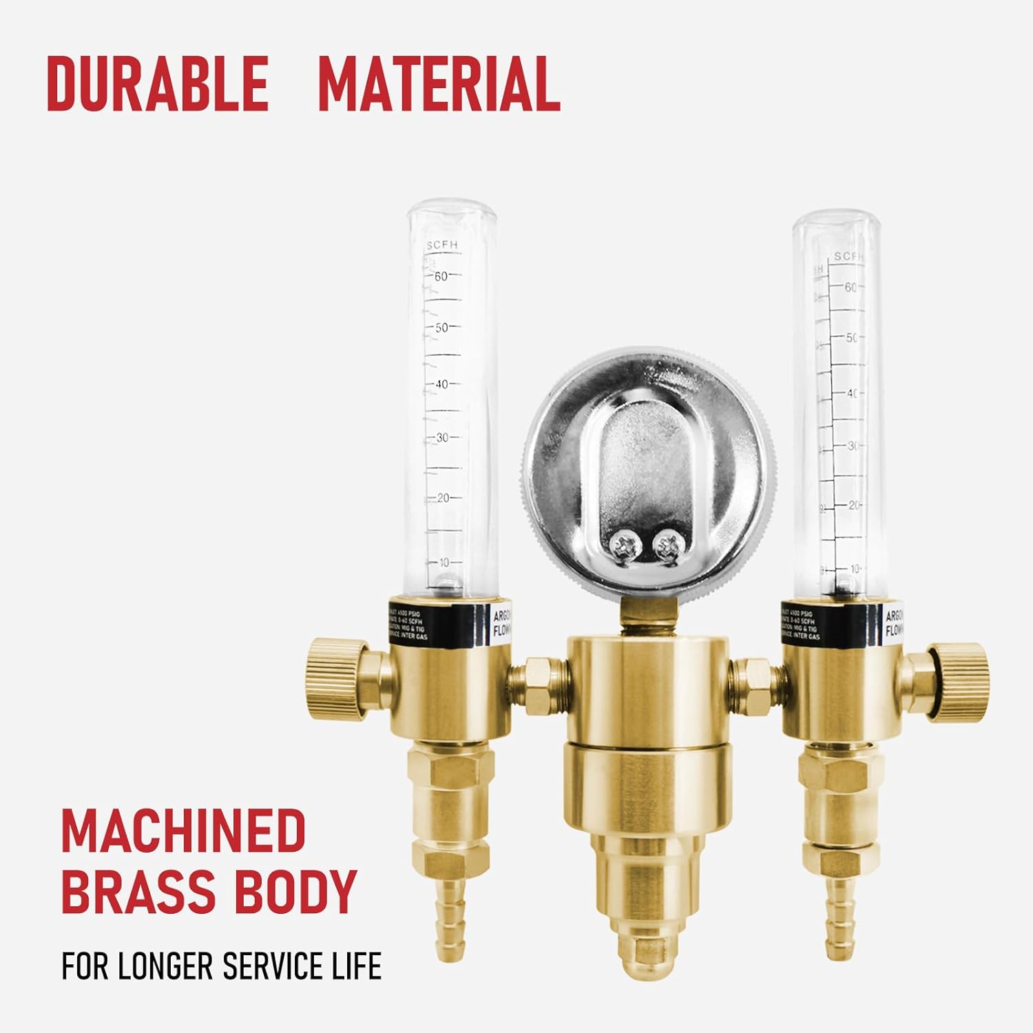 RX WELD Dual Output Argon Regulator, Flow Meter Mig Tig 0-60CFH CGA580 Inlet 5/"8 UNF-18RH Outlet