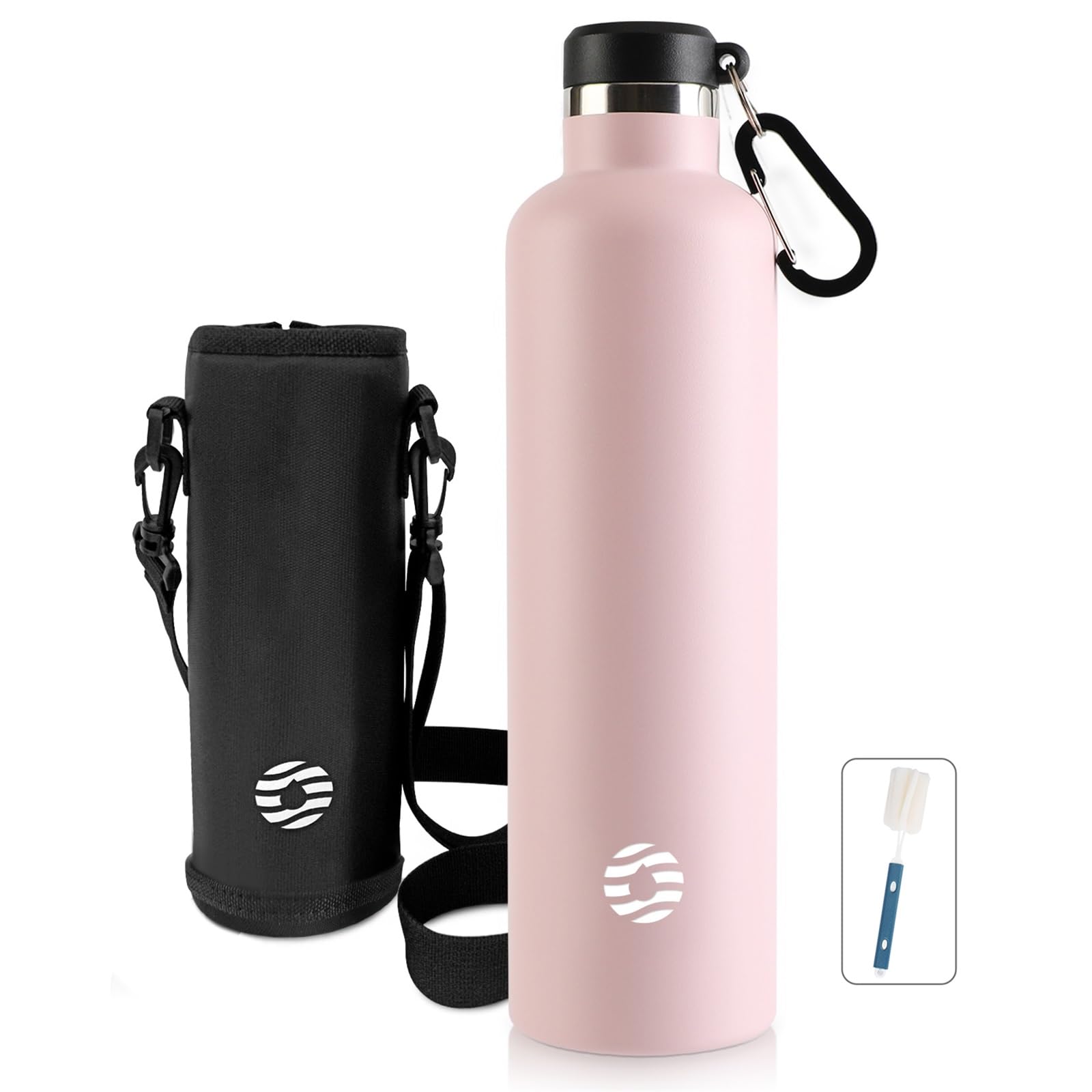 FEIJIAN Borraccia Termica in Acciaio Inox 750ml/1L + Zaino, Facile da pulire, Bottiglia Termica Senza Perdite - Senza BPA Borracce, per Scuola, Sport, Campeggio, Yoga, Palestra