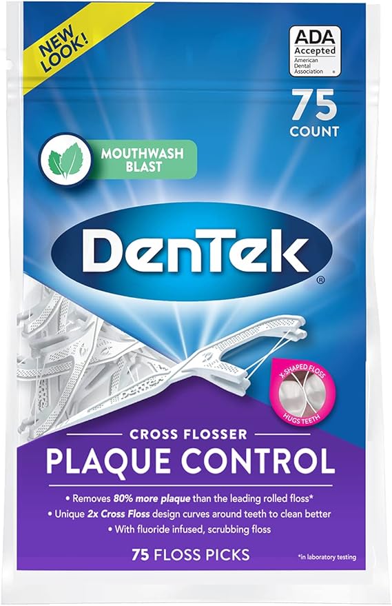 DenTek Cross Flosser Plaque Control Floss Picks, XShaped