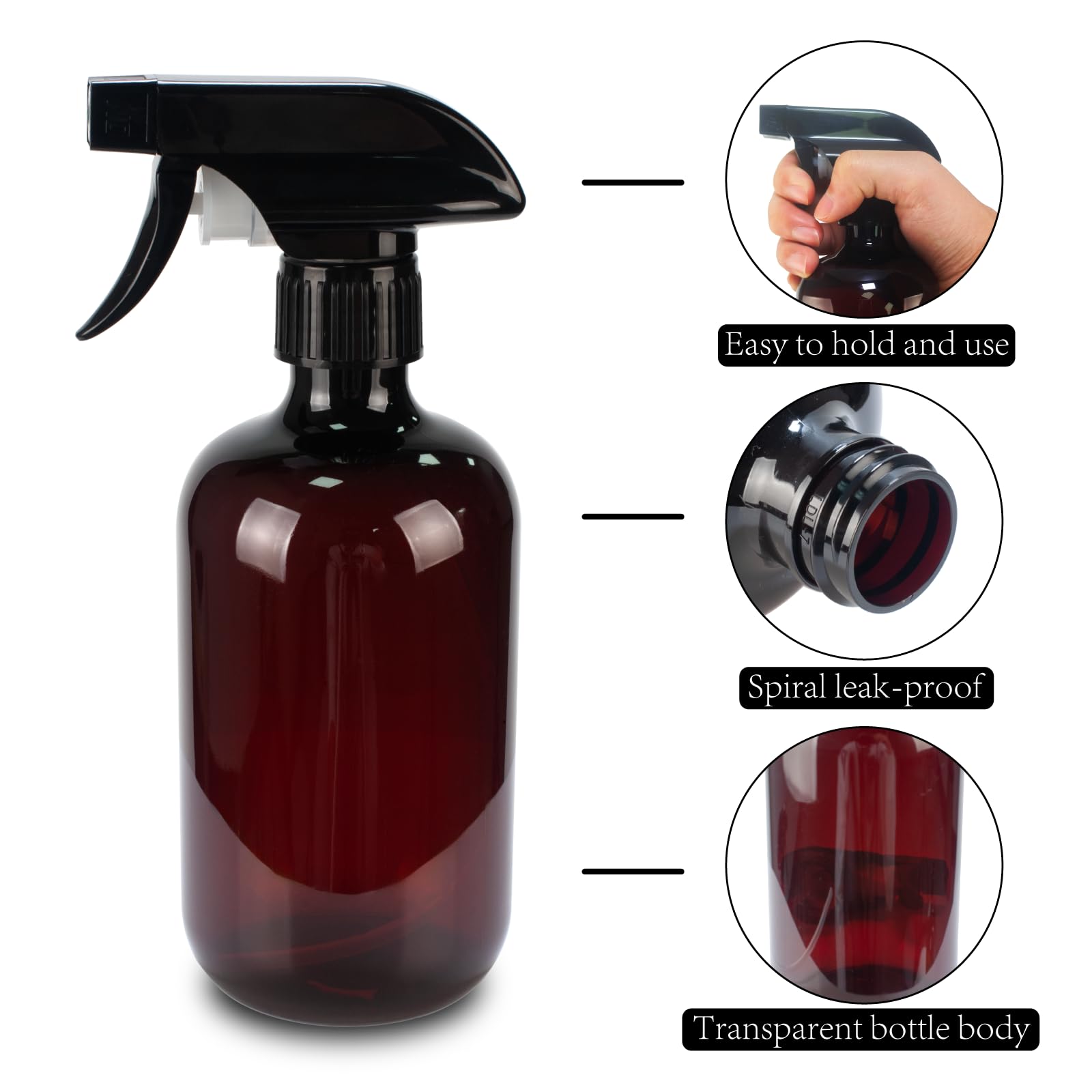 2 flaconi spray per capelli, flacone spray da 500 ml, spray per piante, nebulizzatore, flacone spray da riempire, spray per piante, per la casa, il giardino, il detergente (marrone)