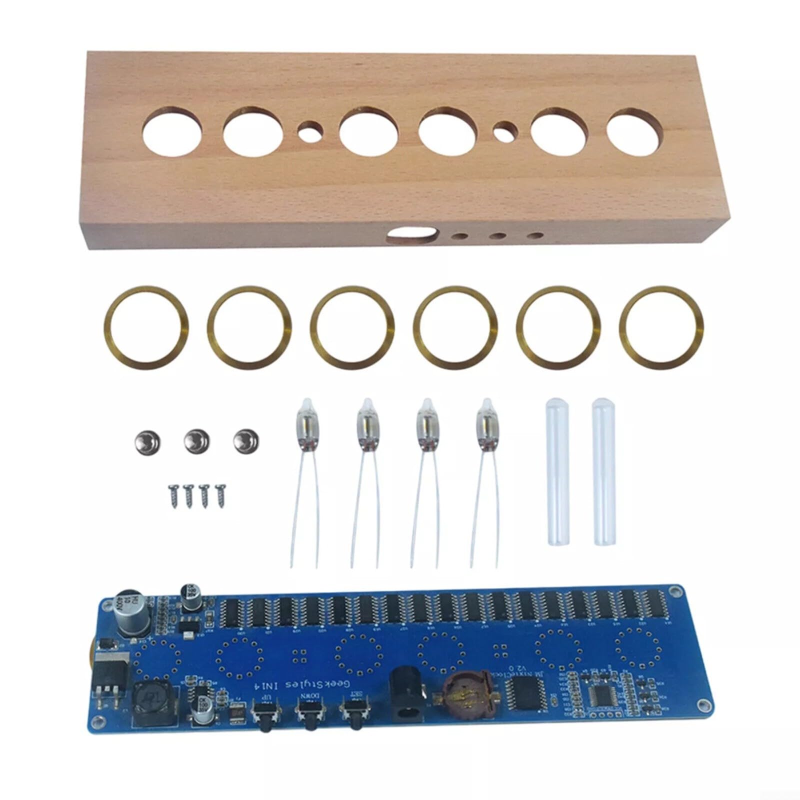 IN-14 Nixie Kit d'horloge à 6 chiffres, kit électronique DIY avec rétroéclairage RVB, affichage 12/24h & sommeil, boîtier en acrylique