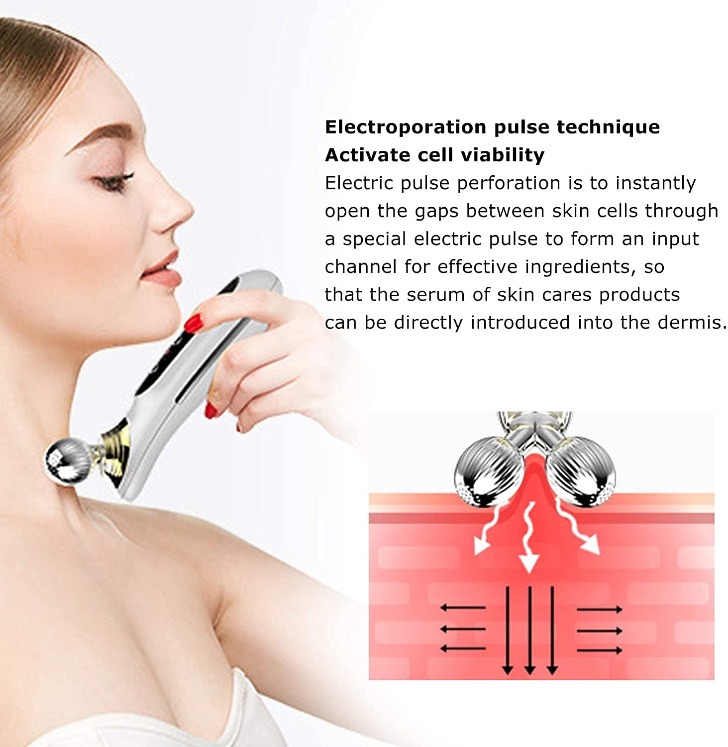 X&Z-XAOY Rodillo Masajeador Facial De Microcorriente 3D,Rodillo De Estiramiento Facial Eléctrico Masajeador Facial Masajeador De Piernas De Brazos para Arrugas Antienvejecimiento,Cuidado De La Piel