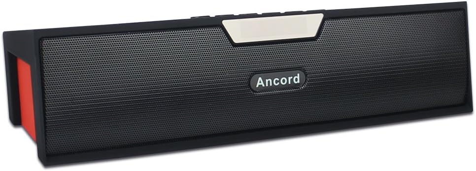 Ancord Bluetooth Speaker with FM Radio LED Display Alarm Clock Built-in Mic Support TF SD card USB Flash Drive Input 3.5mm Audio Jack 8+ Hours Playtime Black Red