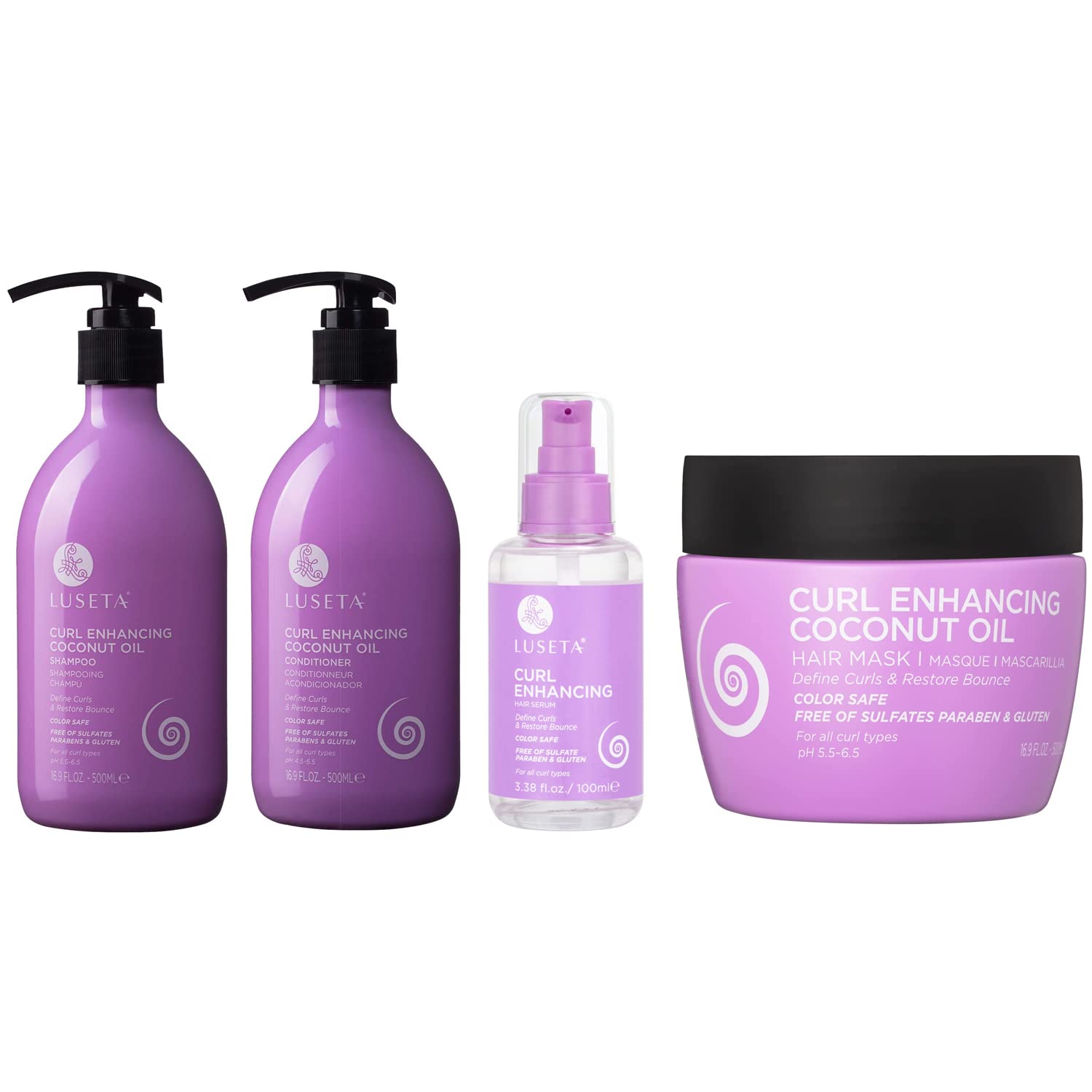 Luseta Curl Enhancing Shampoo and conditioner Set 2×16.9oz & Hair Oil & Hair Mask