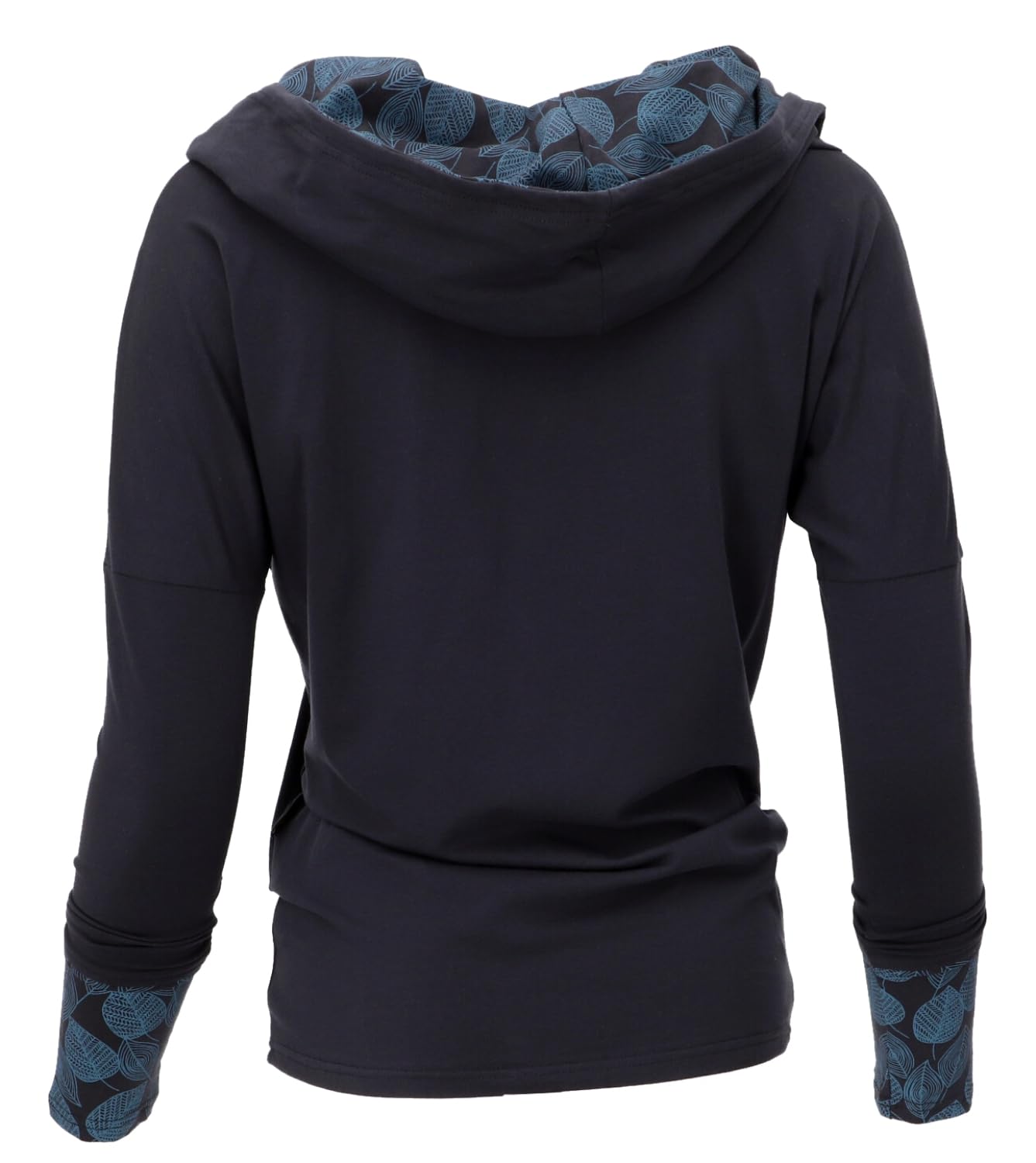 GURU SHOP Camiseta larga holgada de algodón orgánico, camiseta bohemia con capucha para mujer, azul oscuro, 40