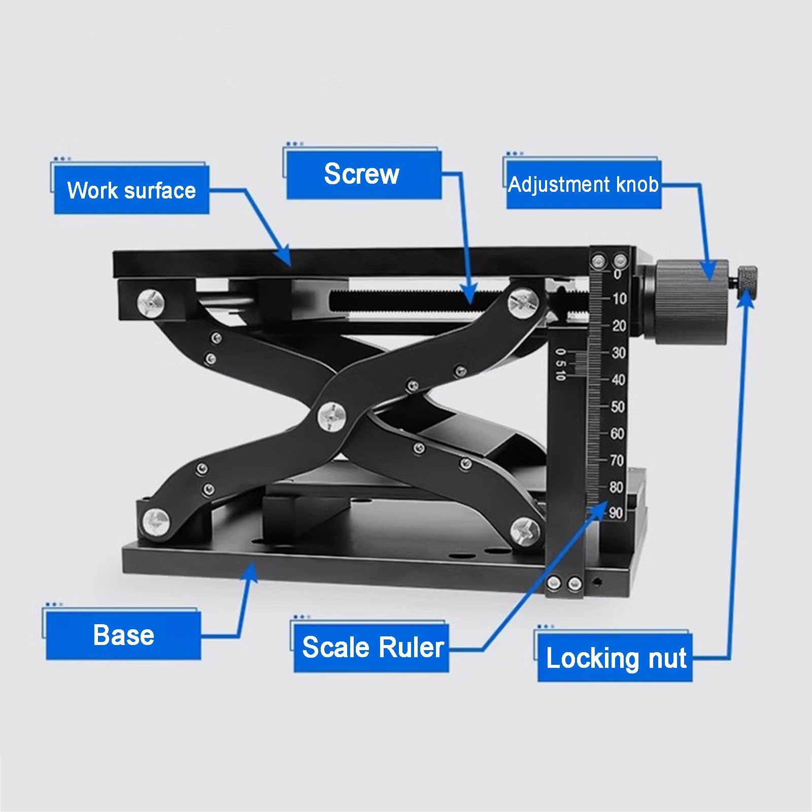 Plataforma de elevación manual, escenario lineal de laboratorio XZ-Axis para equipos ópticos, elevación precisa de 60 mm con regla de escala, soporta capacidad de carga de 10 kg