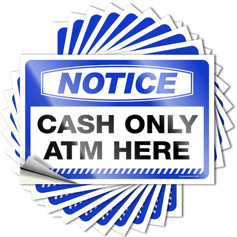 Fzfn Boys Colour Decals Western Room Decor Tumbler Notice Cash Only Atm Here - No Residue Decals For Military(6X9cm)