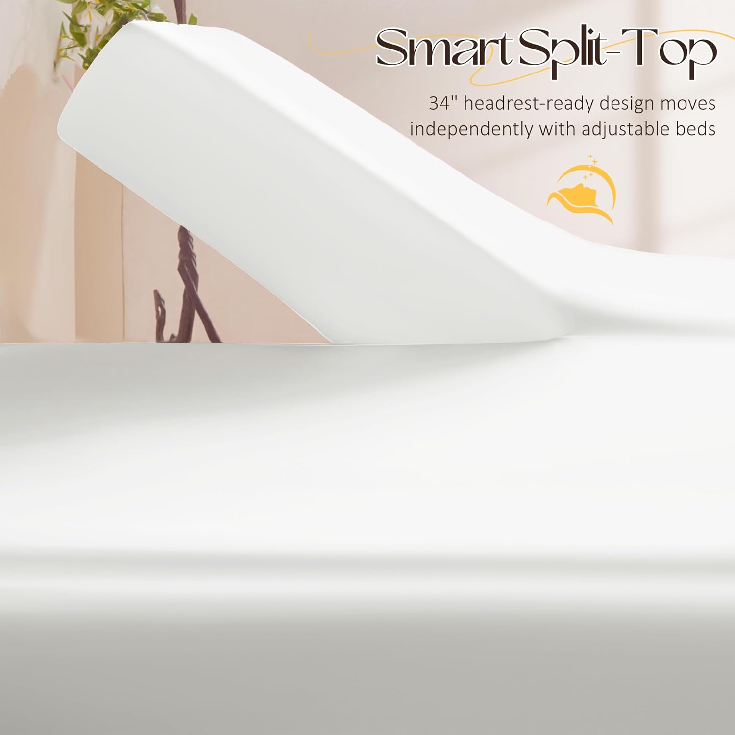 Manyshofu 4Pcs Half Split Flex Head King Sheets Sets for Adjustable Bed, Satin Split King Bed Sheets Silky White Satin Sheets Top Flex Sheet - Cooling Sheet Set with 14-16 Inch Deep Pockets