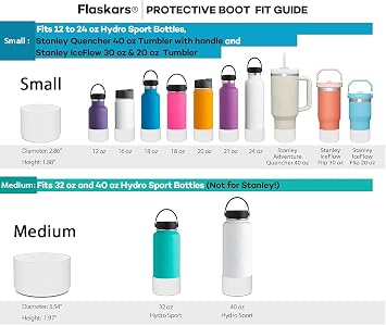 Protective Silicone Boot for 12 oz - 40oz Hydroflask Water Bottles Anti-Slip Bottom Stanley Sleeve Cover Bumper