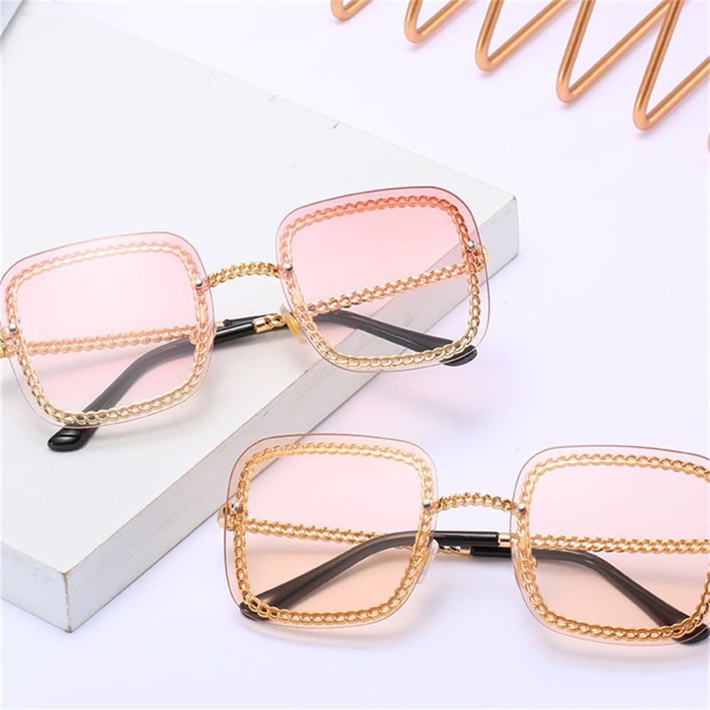 Gafas de sol cuadradas con cadena de metal para mujer, gafas de sol vintage para hombre