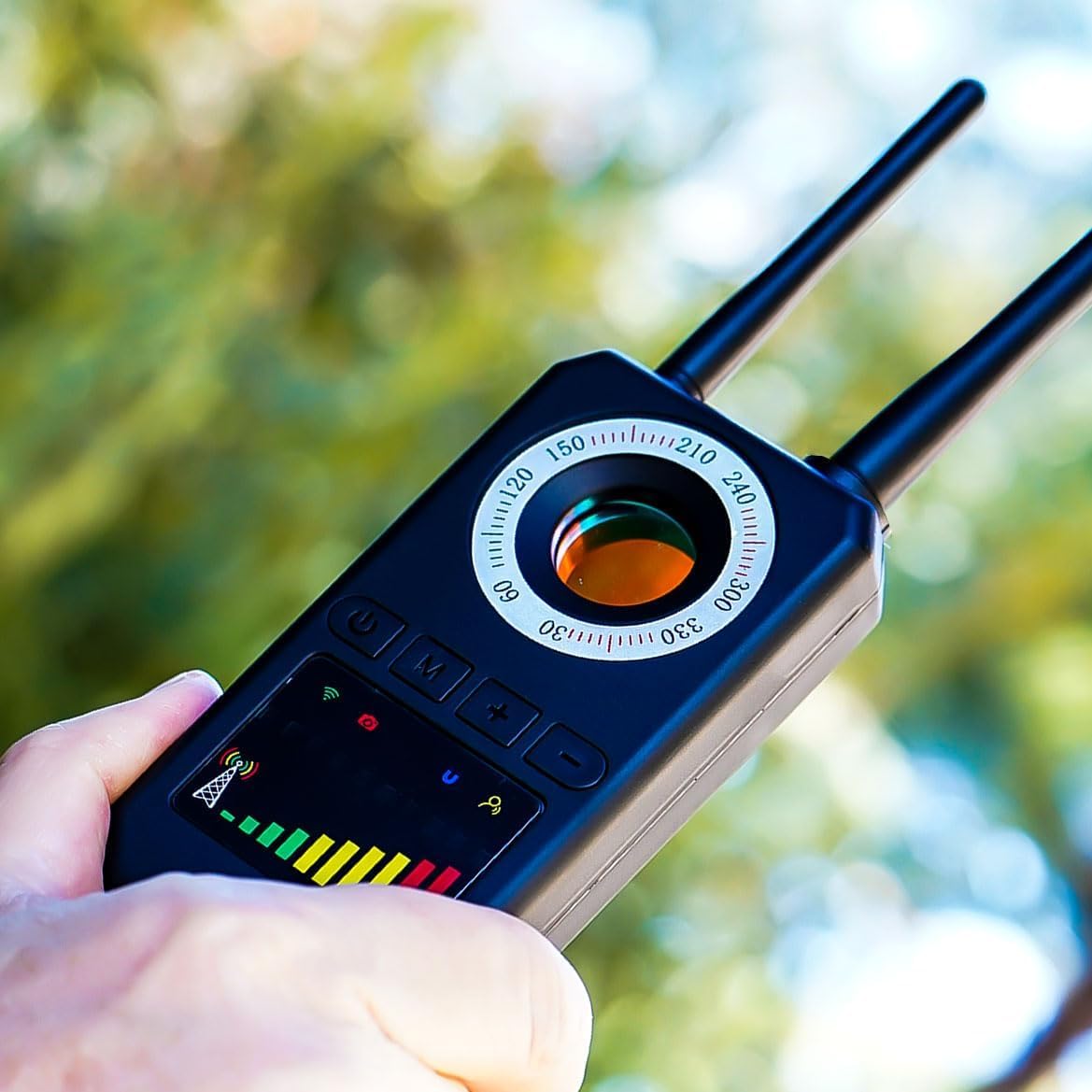 Rilevatore Professionale per Dispositivi Spia, Microfoni Nascosti, Telecamere e Localizzatori GPS – Portatile ad Alta Sensibilità per Individuare Segnali Wireless, Intercettatori GSM WIFI GPS (AK)