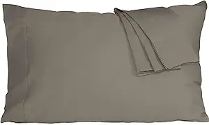 Pillow Cases, King Size Cotton Percale Weave Pillowcases, Pre-Shrunk Breathable and Hypoallergenic Pillowcases, Set of 2 (2 Piece King 20 Inch x 40 Inch, Taupe Gray)