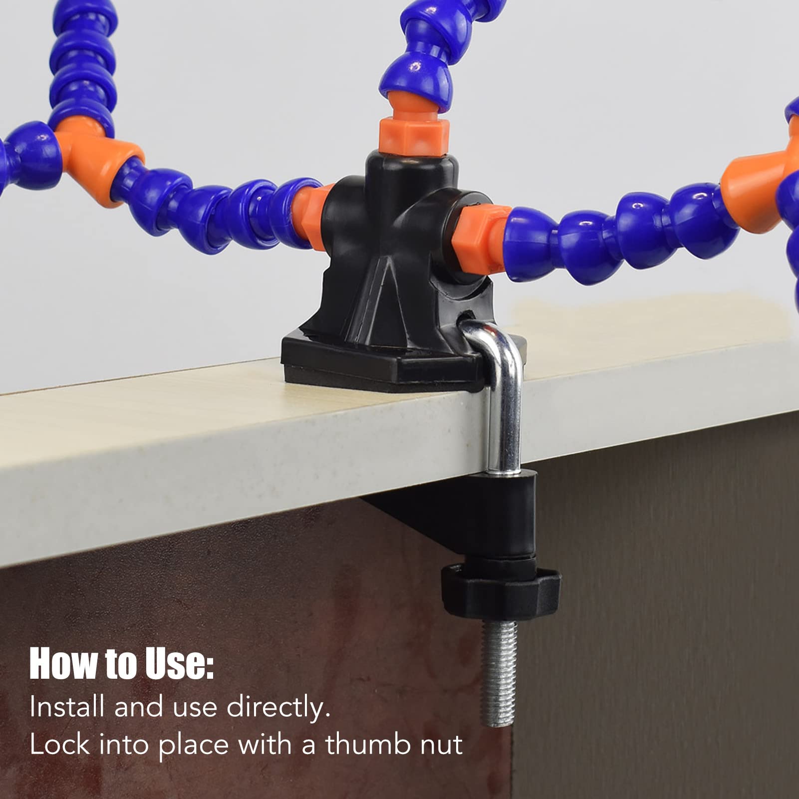 Soldering Helping Hands Station PCB 5 Flexible Arms Rotating 360 Degrees Crocodile Clip Third Hand Arms Tool Lightweight for Crafts Workshop Assembly Repair (Blue)