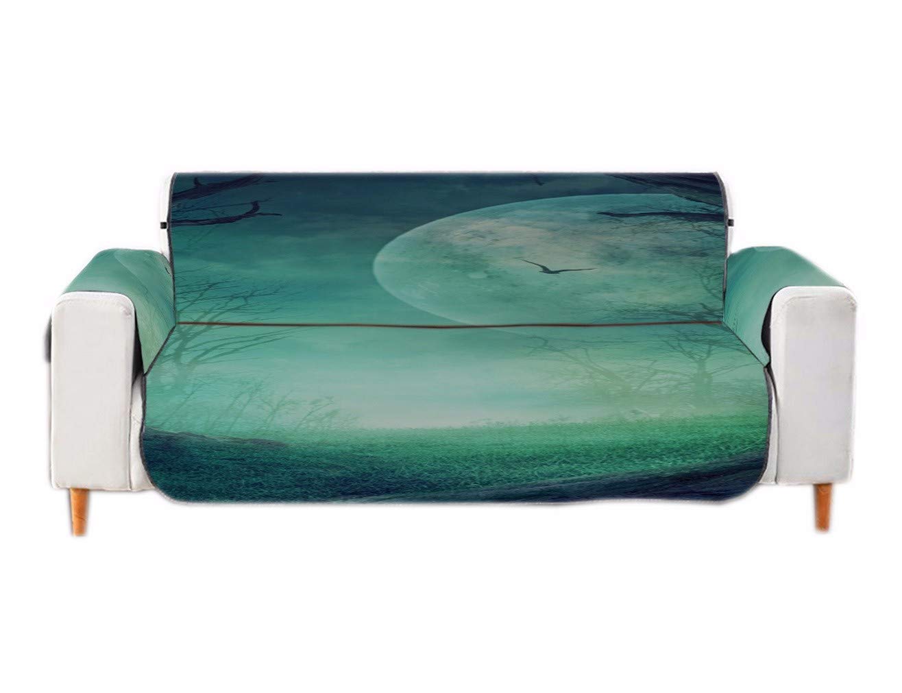 A.Monamour Sofabezug Sofaüberwurf Sesselschoner Halloween Spooky Tree Vollmond Samt Stuhl Abdeckung Sofa Abdeckung Sofaschoner Sofahusse Sofaschonbezug Sofaschutz