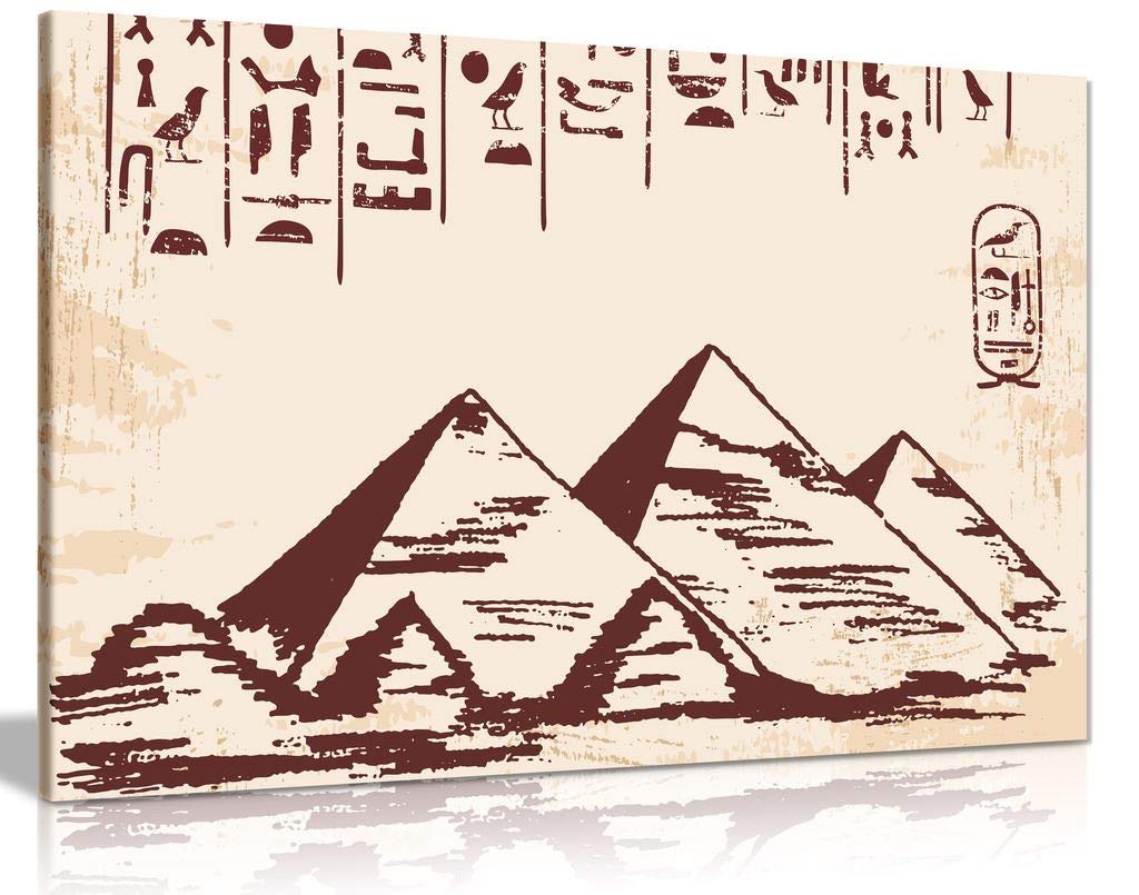 Panther Print White Egyptain Pyramid Canvas Wall Art Picture Print (24X16)