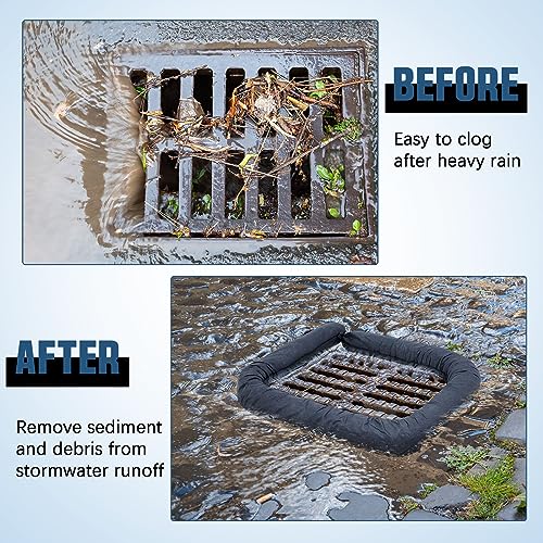 4-Pieces-Sediment-Filter-Sock-Silt-Fence-5-x-10-Erosion-Control-Blankets-Filter-Fabric-for-Drainage-Bathroom-Sink-Bathtub-Drain-Strainers-Storm-Drain-Protection-for-Water-ManagementBlack