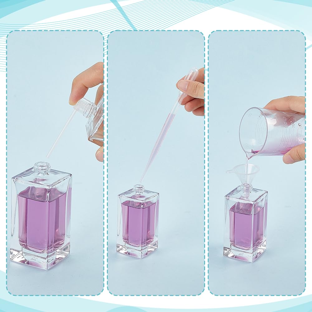 AHANDMAKER Confezione da 8 bottiglie vuote in vetro per profumo, 50 ml / 1.69oz, ricaricabili, con atomizzatore, con imbuto e contagocce da 3 ml, forniture per la produzione di profumi fai da te per