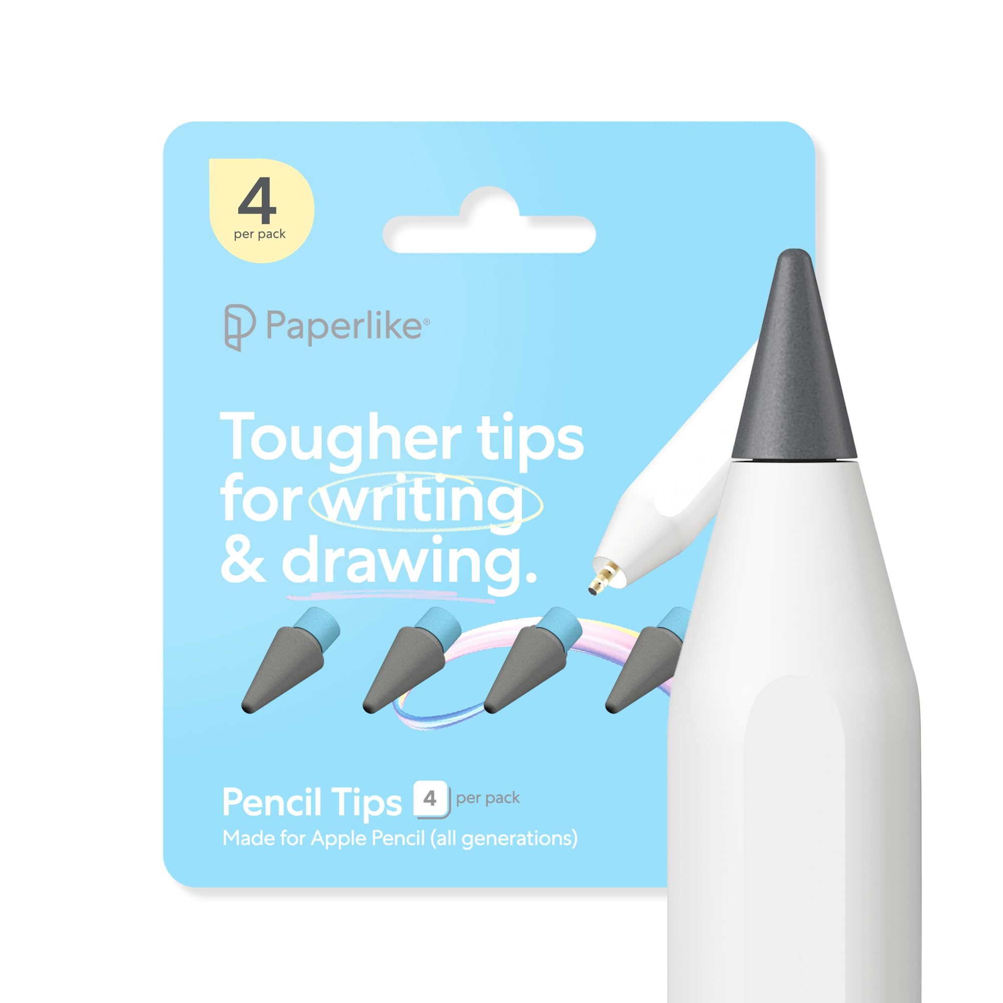 Paperlike® Pencil Tips (4X) per Apple Pencil 1ª & 2ª Gen, USB-C & PRO, 10x più durevoli