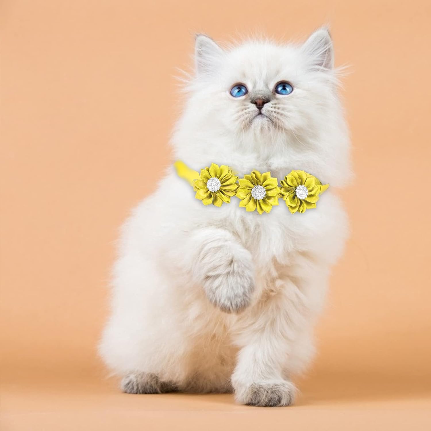 JETTINGBUY 30 Pieces Dog Bow Ties Flower Diamond Dog Bows Adjustable Pet Diamond Flower Collar for Dogs Cats Pet Supplies (10 Colors)