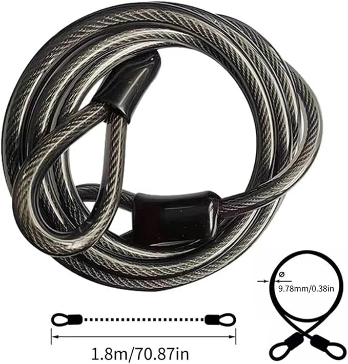 Candado de cable de acero para bicicleta 180 cm miniatura 2