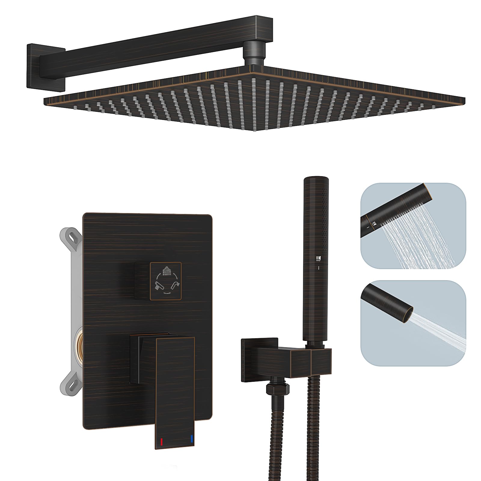 Photo 1 of Hoimpro 12-Inch Shower System with Handheld Showerhead, Oil Rubber Bronze