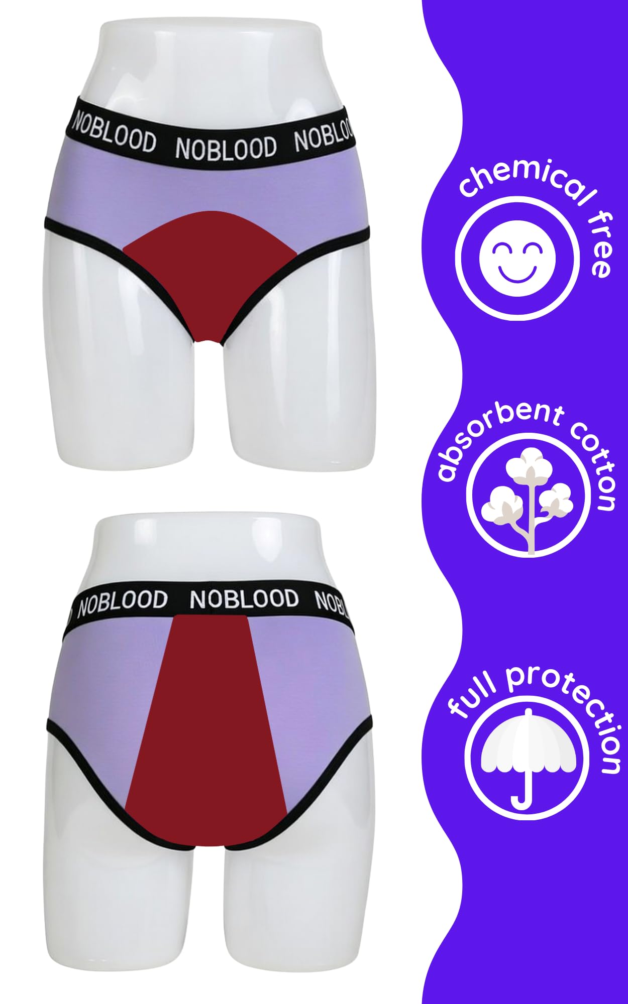 Absorbujące Majtki Menstruacyjne = 3 tampony - Nadają się do prania - Bawełna - Ekologiczne - Miesiączka - Majtki menstruacyjne - XXS/4XL