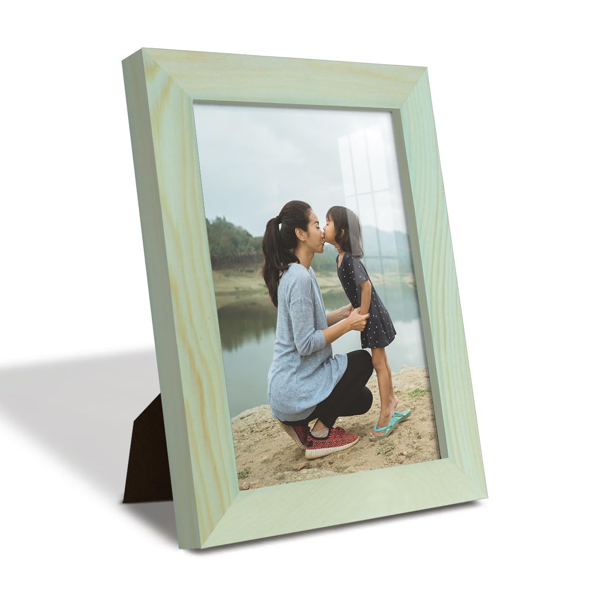 Renditions Gallery 5x7 Picture Frame - Real Wood, Modern Blue, Wall Or Tabletop Display With Glass