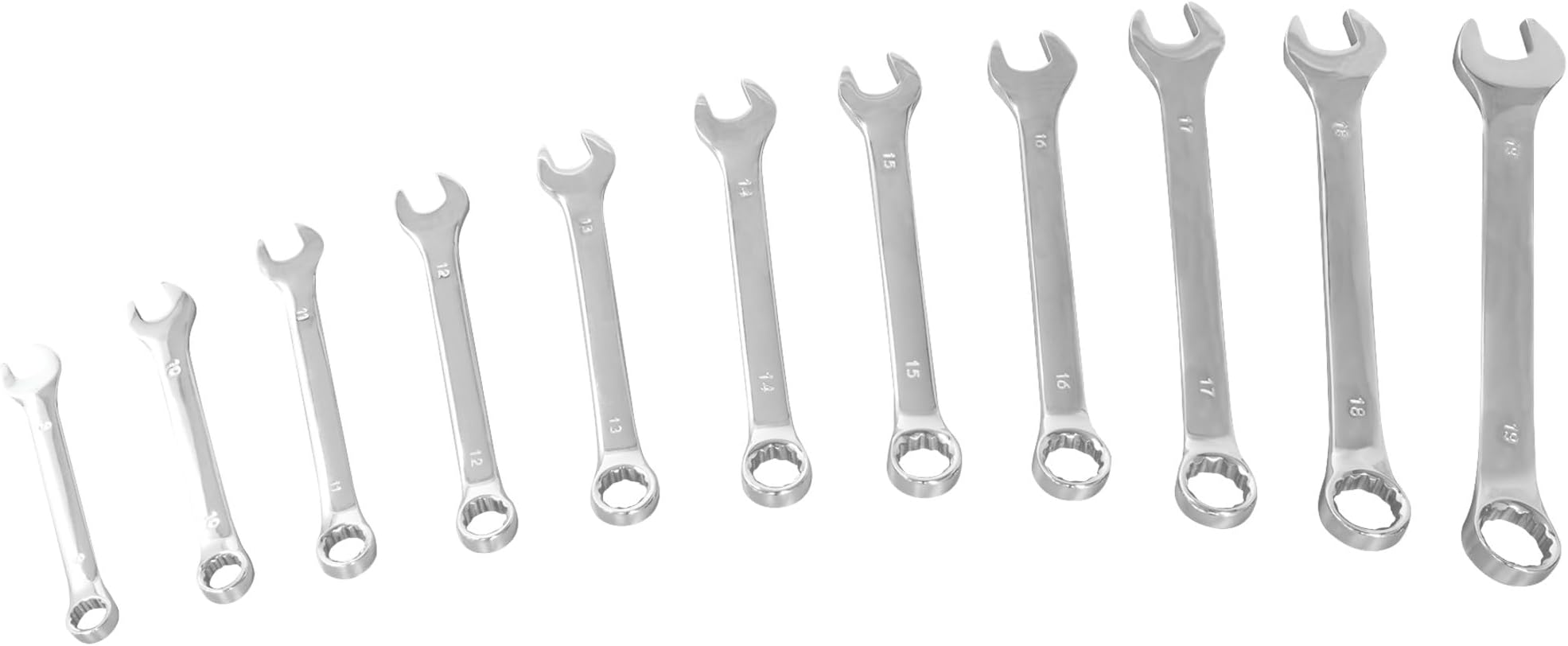 PERFORMANCE TOOL W1062 11 Piece Metric Combo Wrench Set With Case | Premium Mirror Polished Chrome Vanadium Steel