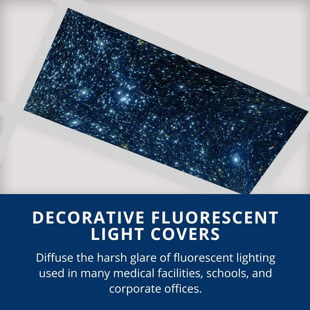 APPLIANCE ART Decorative Fluorescent Light Covers | Diffuse and Soften Harsh Glare | Reduce Eyestrain and Headaches | Classroom, Dental, Medical, Sensory, Business Offices | 2’ x 4’ | Stars