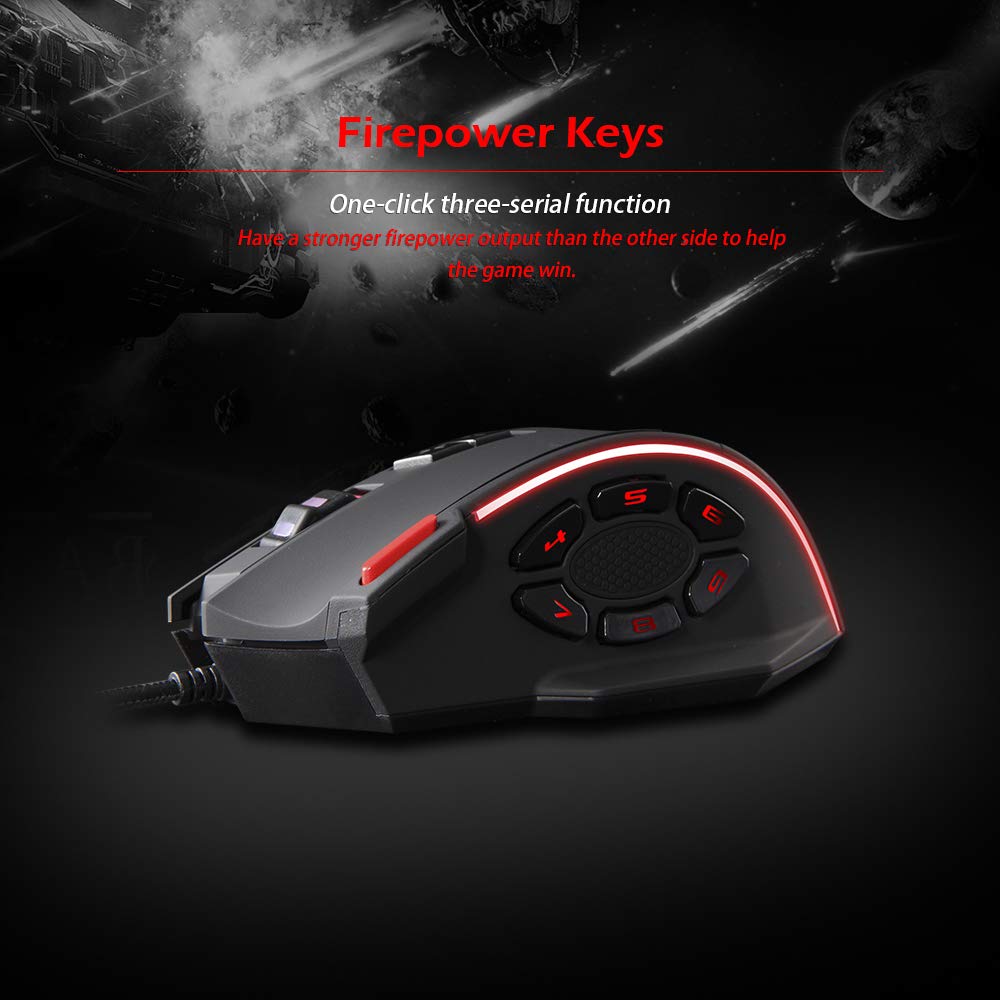 Zelotes C-13 mysz gamingowa Wired 10000DPI, RGB, z 13 przyciskami programowania, 128 KB, wbudowana pamięć