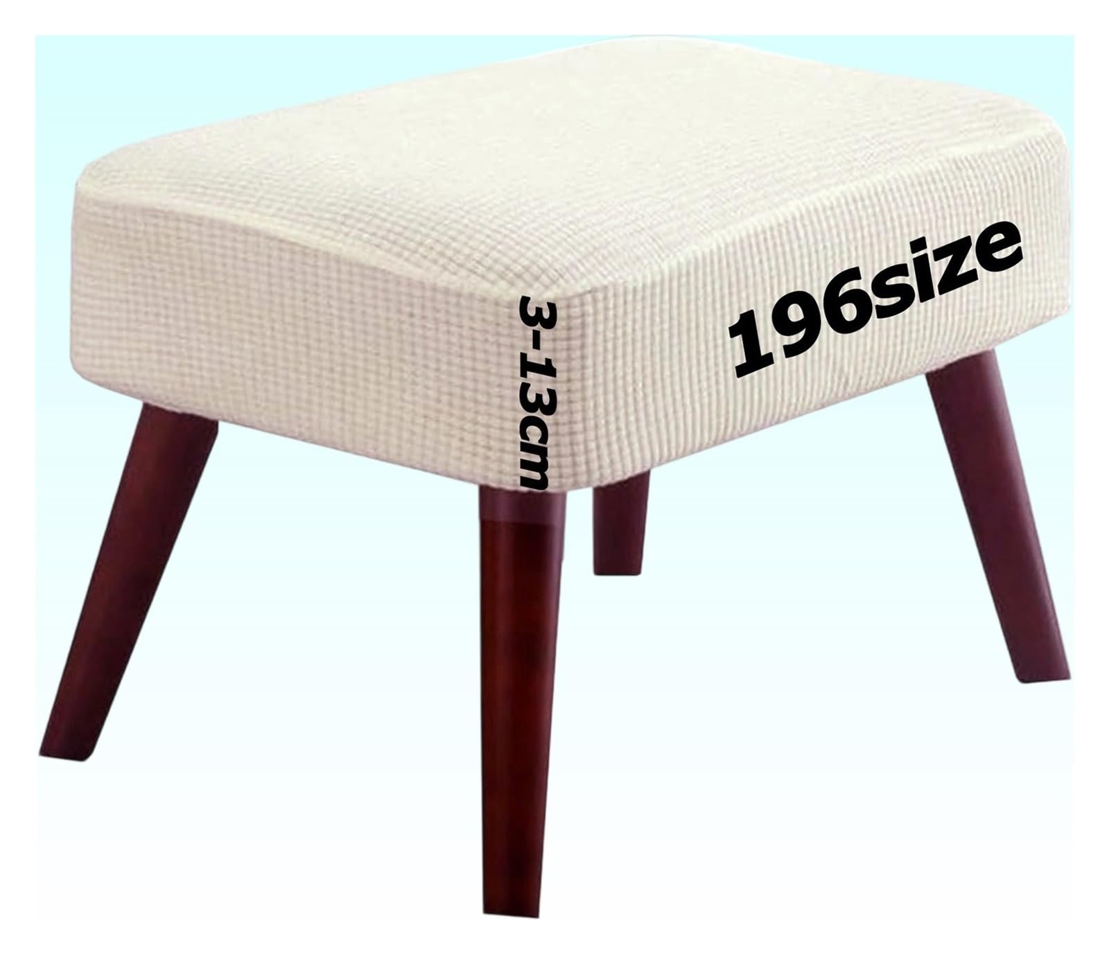 Jacquard Ottoman Covers Slipcover for Footstool Pouffe Foot Stool Stretch Fit Square Rectangle Round Small Large Bar Footrest Protector Cover with Elastic Bottom Washable Customizable(Beige White,60x8