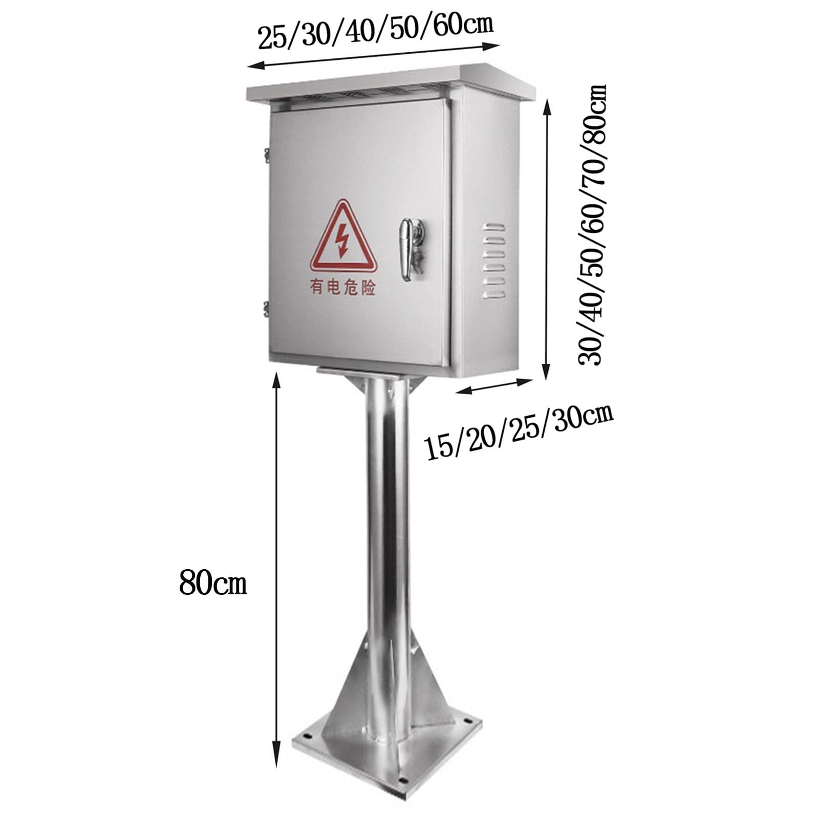Stromkasten Verteilerkasten Schaltschrank ZäHlerschrank Pol 80 cm hoch | Edelstahlmaterial, Bodenstehend,Ideal für Elektroprojekte im Freien,winddicht,Regenfest,staubdicht und stromfest