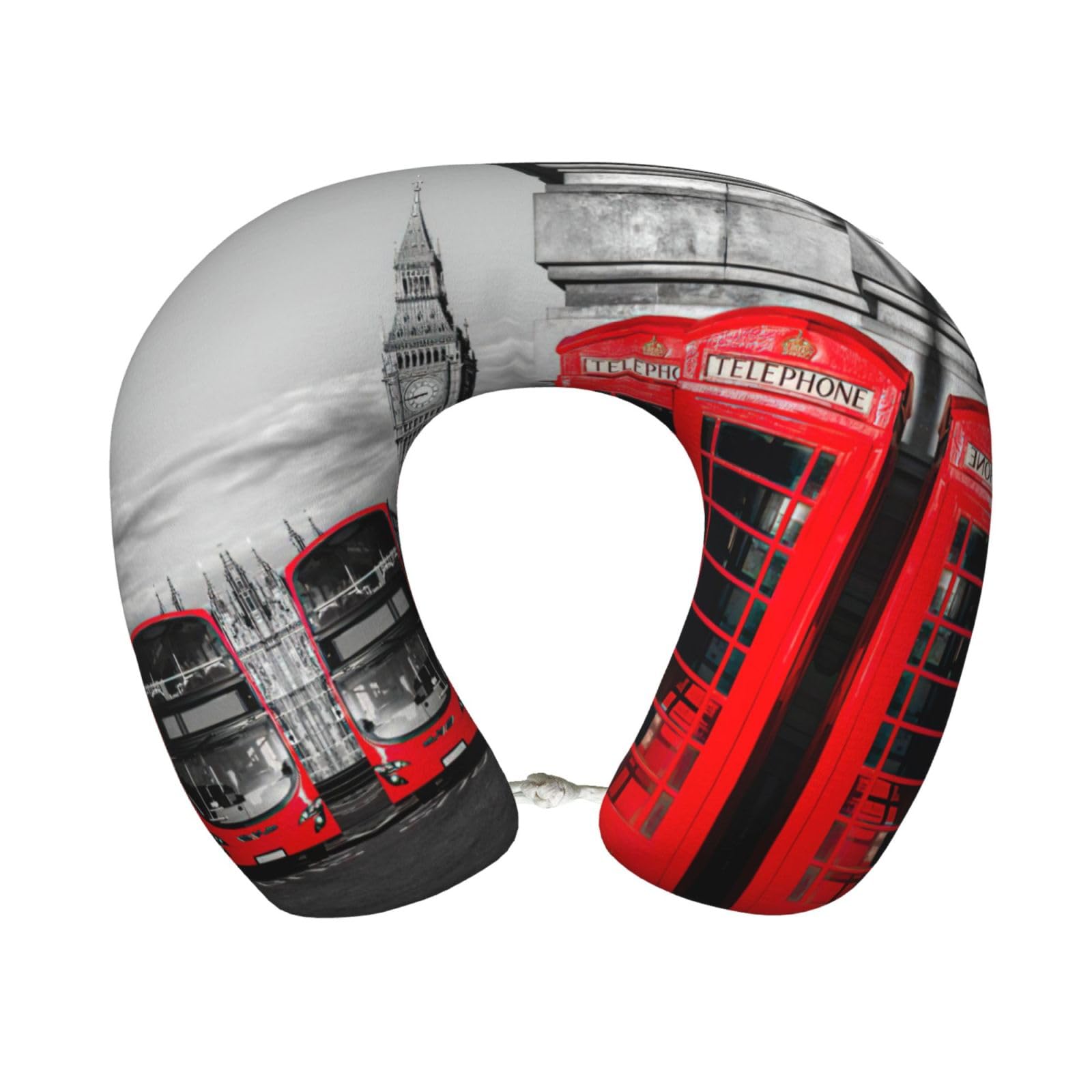 ASFgda U-Shape Memory Foam England Uk Retro London Telephone Print Travel Pillow,Neck Support,Washable Cover For Airplane Car Home Office