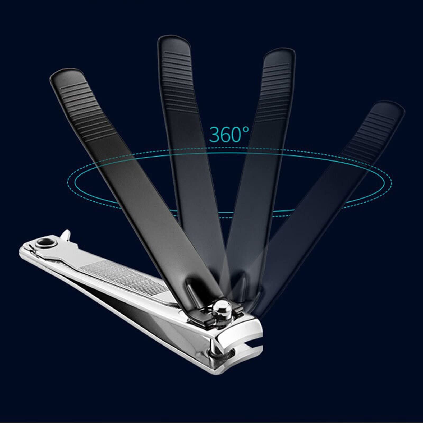 Nagelknipser, schwarzer Nagelknipser, spritzwassergeschützt, großer Nagelknipser mit Feile, Metallschere for abgestorbene Haut, Nagelwerkzeuge, professioneller Edelstahl