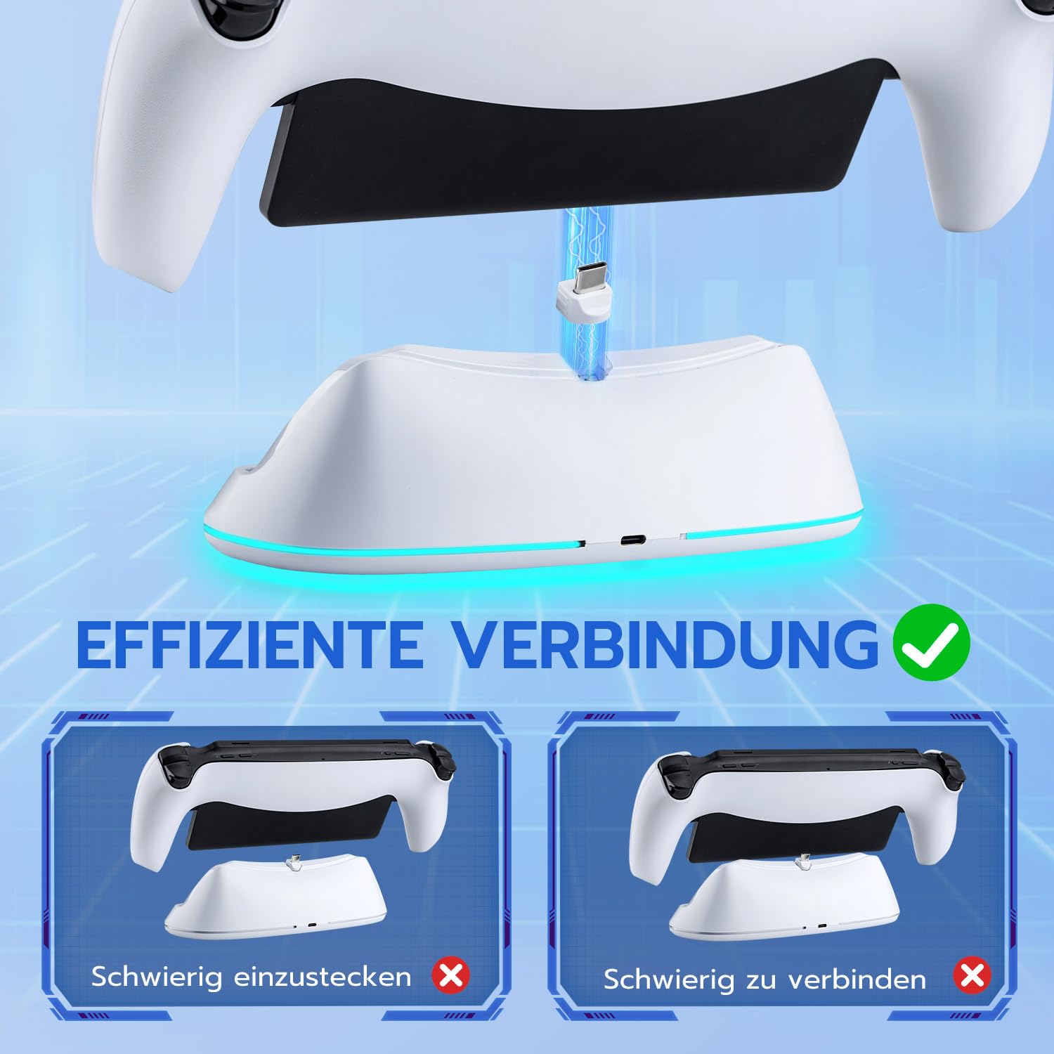 Mcbazel Ladestation für PS Portal Remote Player, PS Portal Remote Player Ladegerät mit RGB-Licht