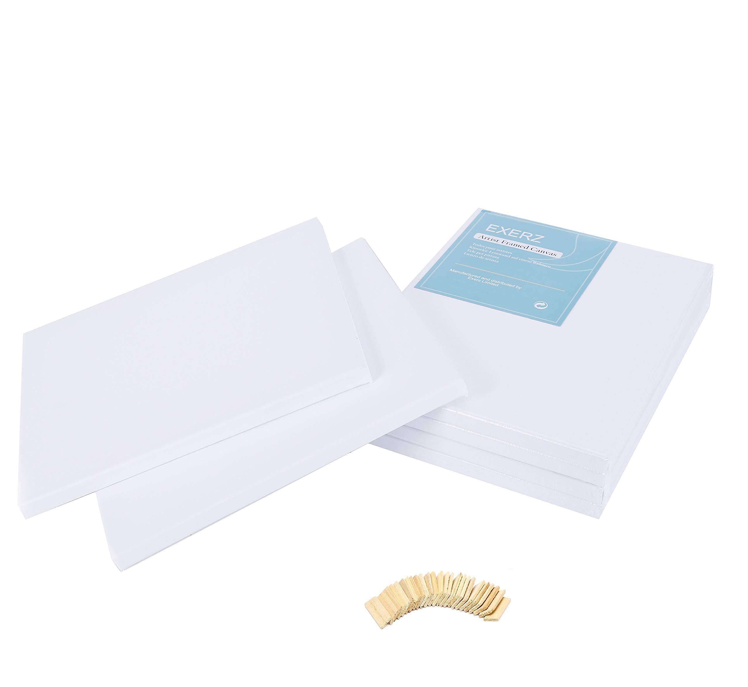 Exerz 20x25cm Canvaspanelen 12 Stuks/schilderkarton 0.3cm dik 280gsm 100% katoen/wit - kunstcanvas paneel voor acrylverf & olieverf - drievoudig geprimeerd/zonder zuur/middenkorrelig