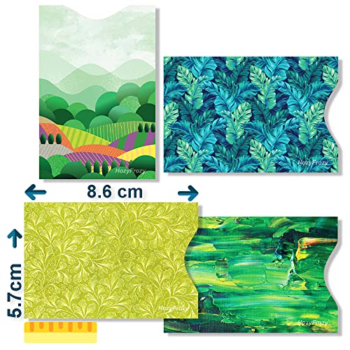 8 RFID Blocking Sleeves, Unique Designs and Arts in Green, Anti-Theft Credit Card Holder, Credit Card Protector, Easy to Recognize, Sturdy and Perfect size for cards3