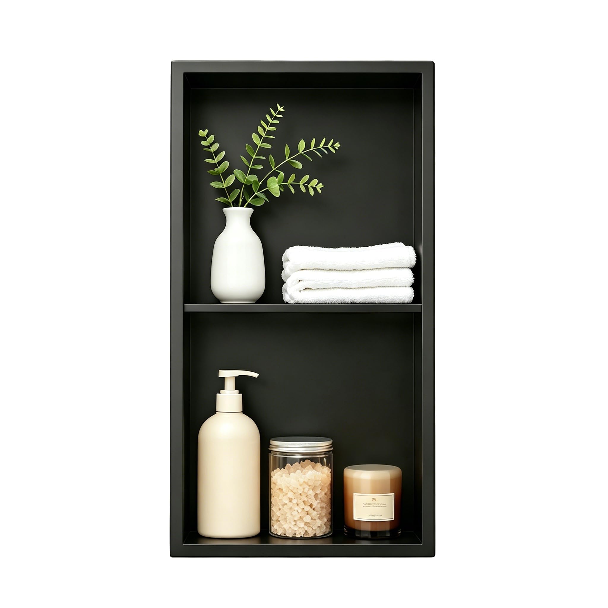 Bernkot Shower Recess 304 Stainless Steel 60 x 30 cm Double Shelf for Bathroom, Black (2 Shelves)