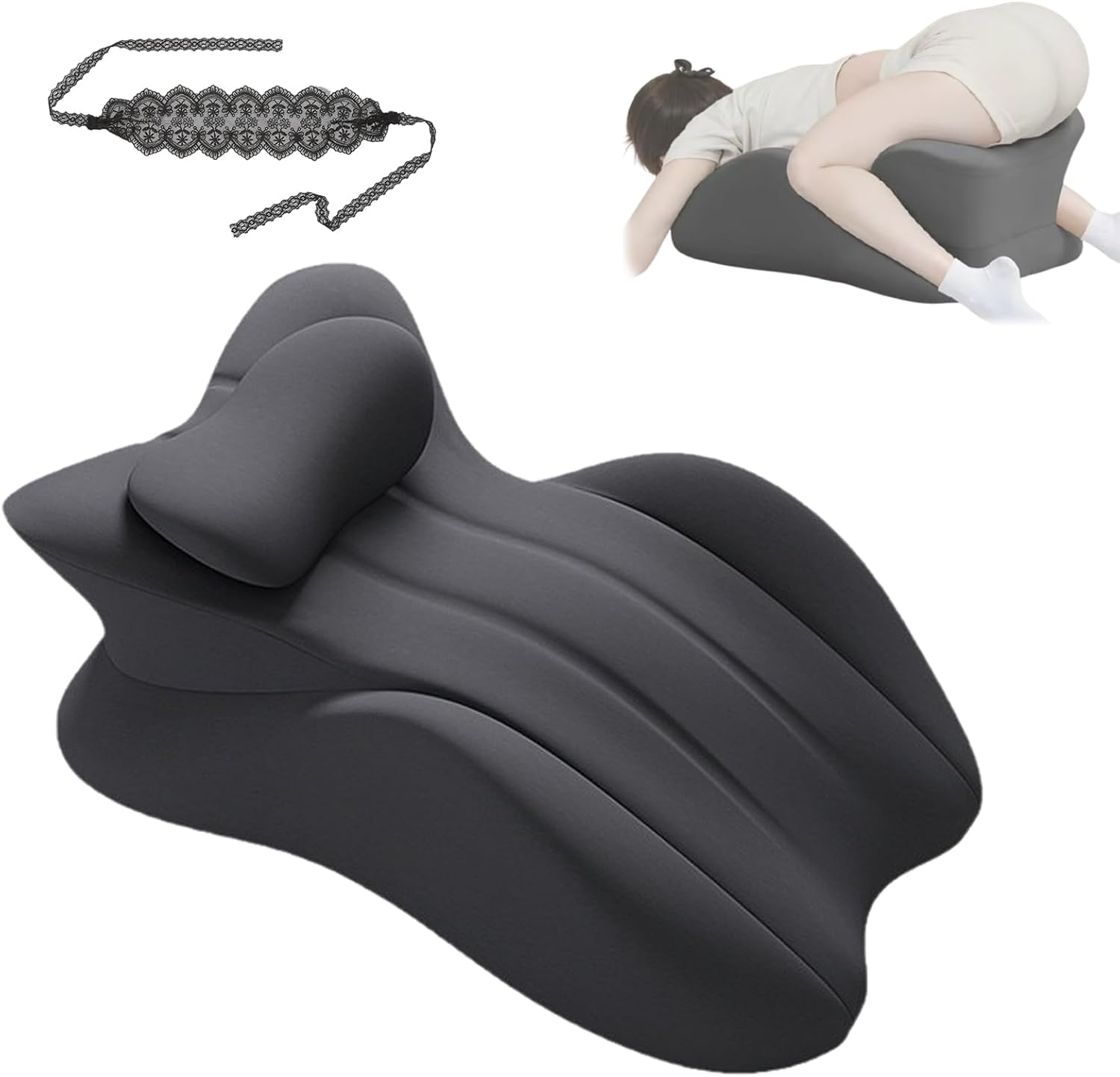 Foam Sex Pillow Position Cushion, Sex Position Foam Pillow for Adults, Deeper Position Support Pillow Men Women for Couples (Black)