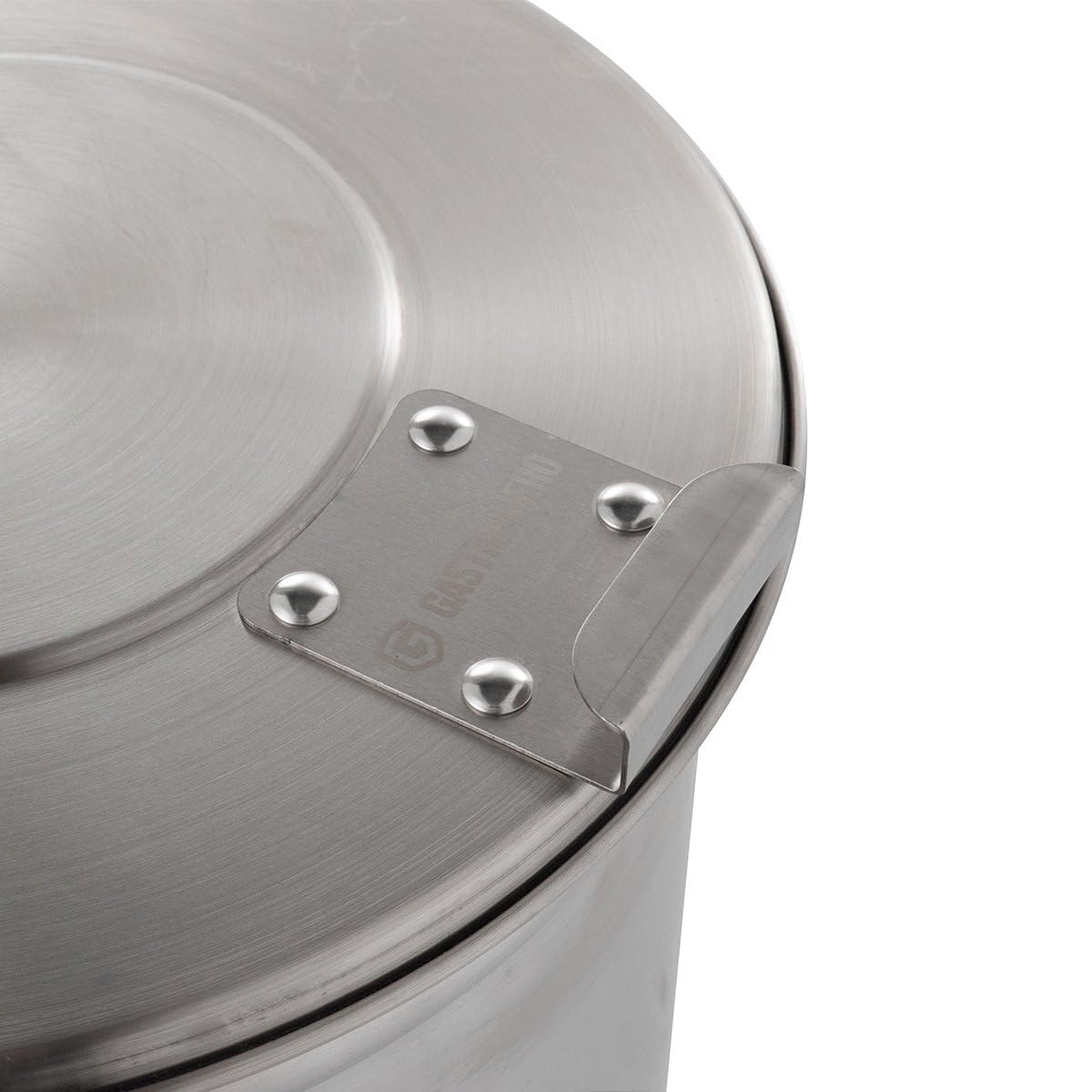 GastroHero Abfallbehälter 50 Liter Edelstahl mit Deckel Griffen Hygienebehälter Gastro Küche Chrom-Nickel-Stahl rund