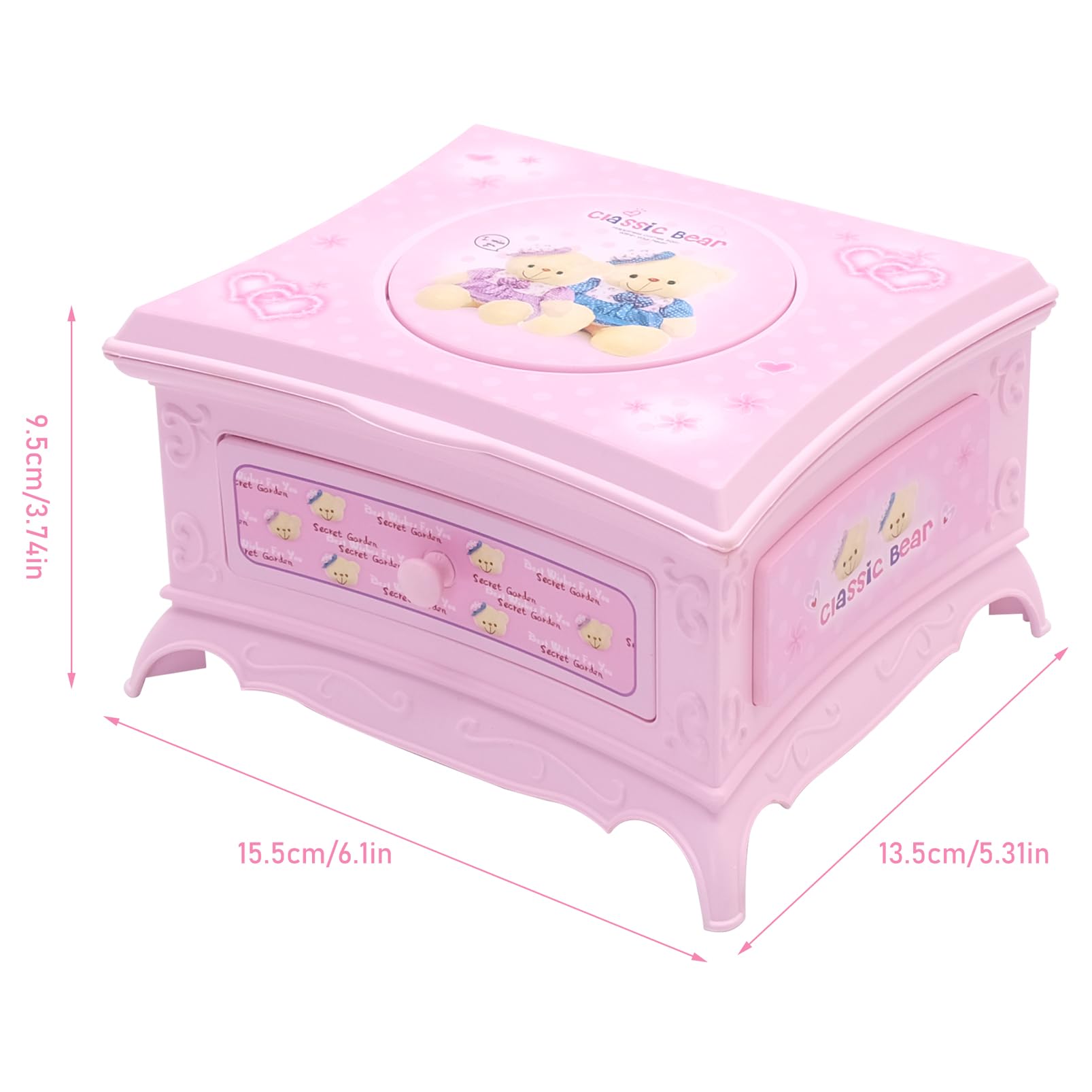Boîte à Musique Ballerine En Forme De Coquillage - Avec Miroir, Rose - Cadeau Pour Filles