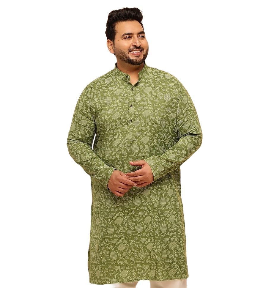 sojanya Plus (Since 1958) Men's Cotton Blend Long Kurta with Floral Print-picture-37