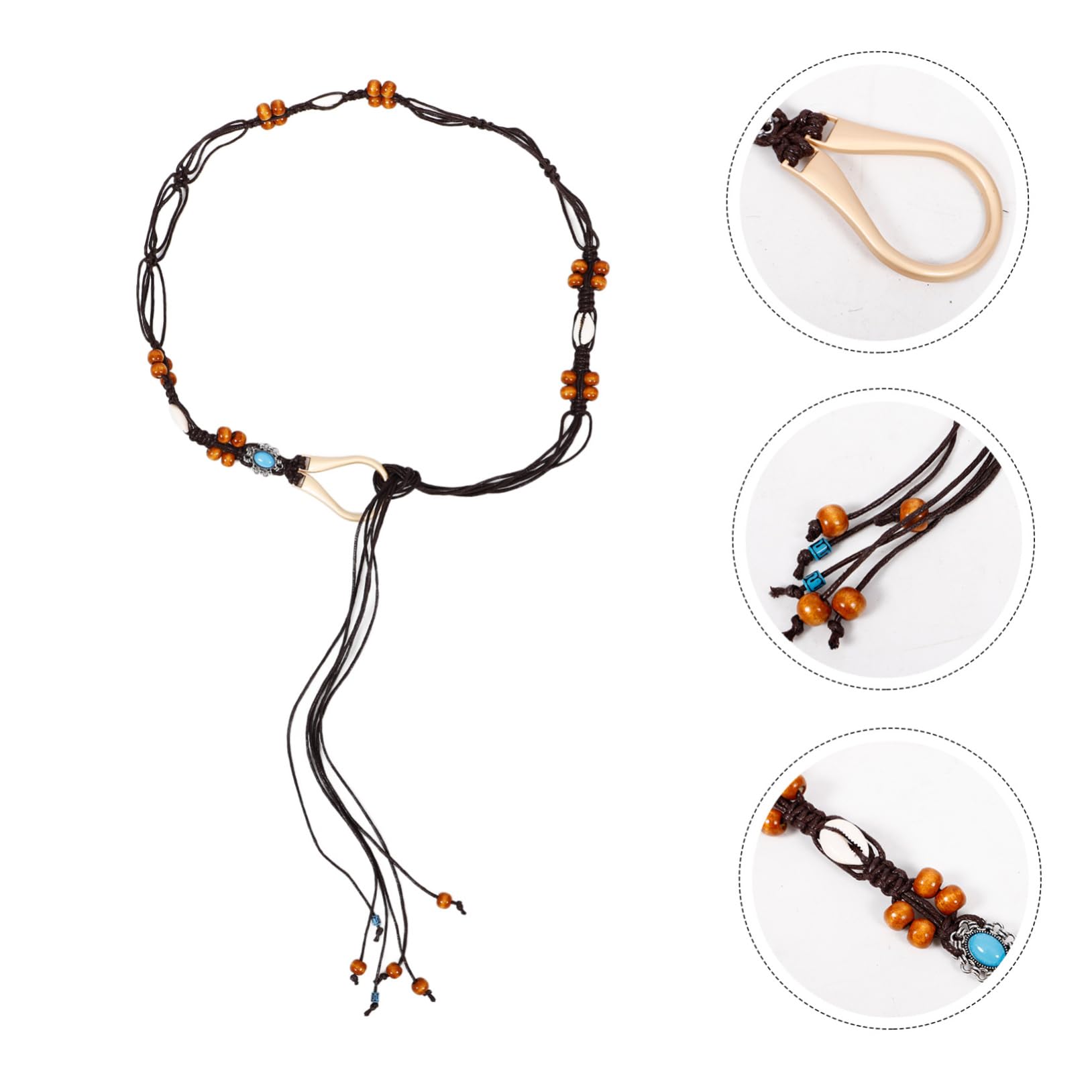 GALPADA Cinturón De Cuentas De Madera Cinturón De Mujer Collar De Concha De Puka De Concha De Vestidos De Mujer De Vestir Sabana De Algodon