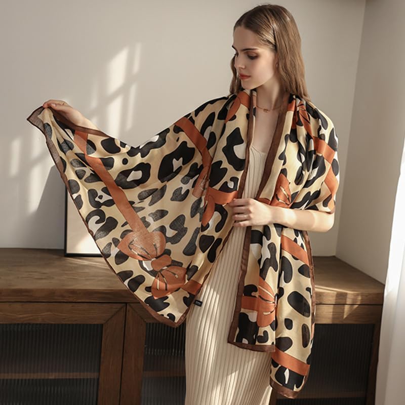 Women'S Geometric Animal Printed Scarf With Cotton And Linen Texture Shawl - Image 3