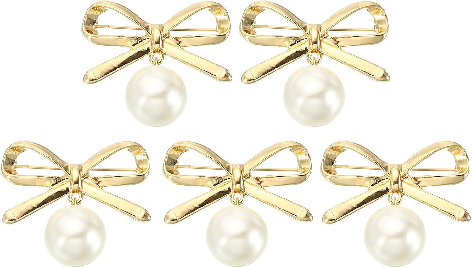 PATIKIL Artificial Brooch Pins, 5Pcs Fashion Brooch Safety Pins Clips for Women Sweater Shawl Dress Clothing Decoration Accessories, Golden Golden Tone